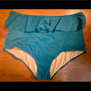 Kortni Jeane Ribbed Teal Peplum Bottoms